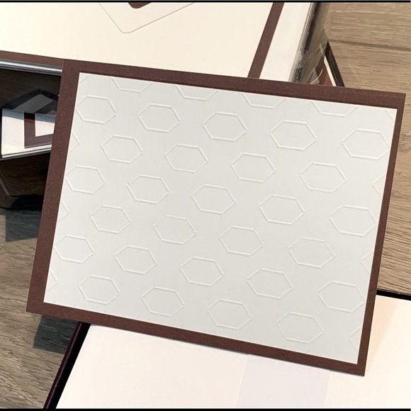 Lot of 4 Hallmark Blank Cards Stationary Embossed Geometric Brown/Cream - Picture 7 of 10